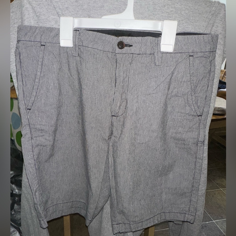 Grey and Black Striped Mens Shorts